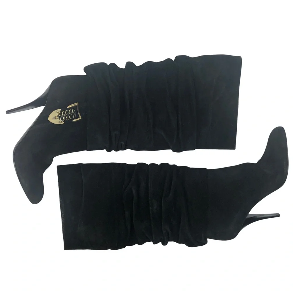 Dior Suede Tall Boots Black Leather US 39 - Picture 3 of 16